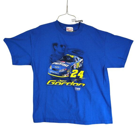 Chase Authentics Jeff Gordon 24 Pepsi Racing Men's L T-Shirt Blue Vtg Y2K Dupont - Picture 1 of 10